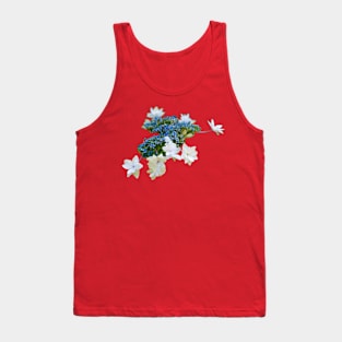 Blue and white Mophead Hydrangea Tank Top